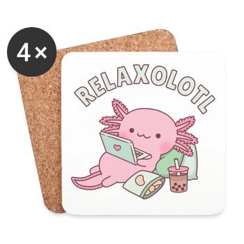 Süße entspannende Axolotl Relaxolotl Wortspiel - Untersetzer (4er-Set) - Weiß - Vorne