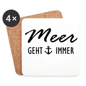 Meer geht immer | Sommer Sonne Anker Strand - Untersetzer (4er-Set) - Weiß - Vorne