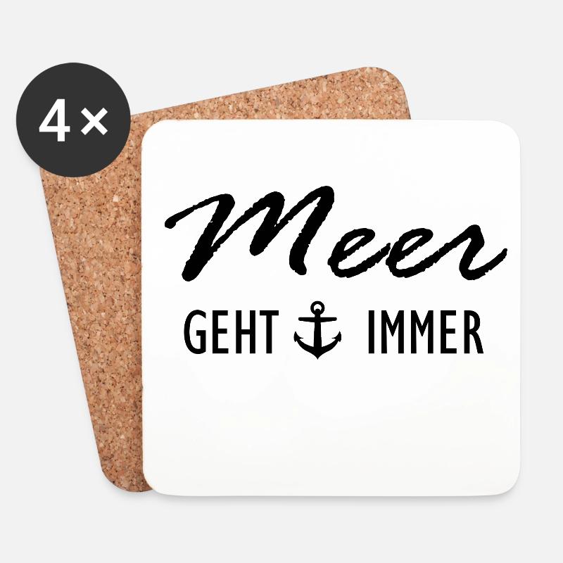 Meer geht immer | Sommer Sonne Anker Strand - Untersetzer (4er-Set) - Weiß