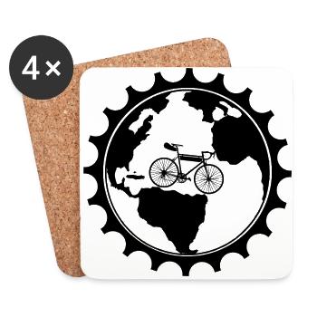 Around the world by bike - Coasters (set of 4) - white - Front