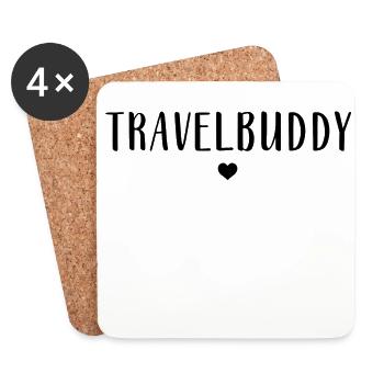 Travelbuddy Reisepartner reisen travel Backpacker - Untersetzer (4er-Set) - Weiß - Vorne