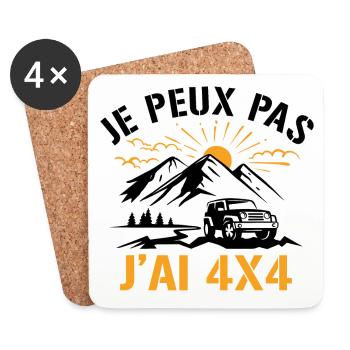 Je peux pas j'ai 4X4 - Dessous de verre (lot de 4) - blanc - Devant