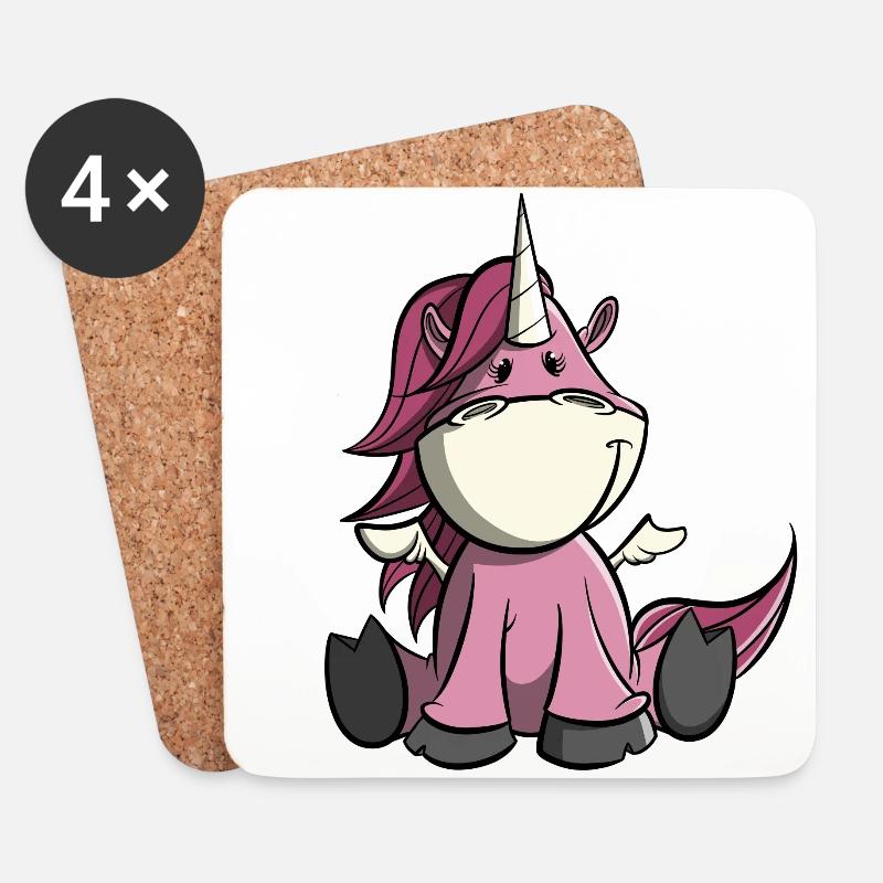 Süßes rosa Einhorn mit Flügeln - Untersetzer (4er-Set) - Weiß