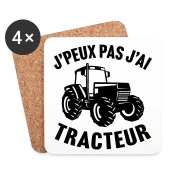 j'peux pas j'ai tracteur cadeau pour agriculteur - Dessous de verre (lot de 4) - blanc - Devant