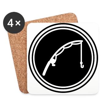 Icône de pêche à la canne à pêche - Dessous de verre (lot de 4) - blanc - Devant