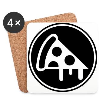 Silhouette de l’icône de la pizza - Dessous de verre (lot de 4) - blanc - Devant