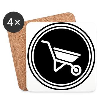 Wheelbarrow symbol - Coasters (set of 4) - white - Front