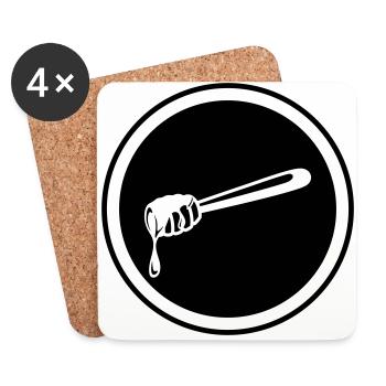 Symbole de ciseau en bâton apiculteur - Dessous de verre (lot de 4) - blanc - Devant