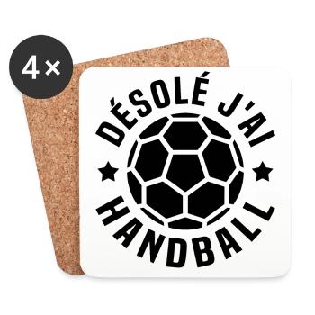 désolé j'ai handball - Dessous de verre (lot de 4) - blanc - Devant