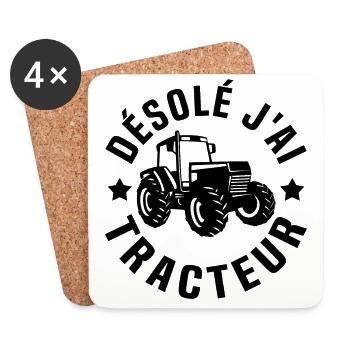 désolé j'ai tracteur - Dessous de verre (lot de 4) - blanc - Devant