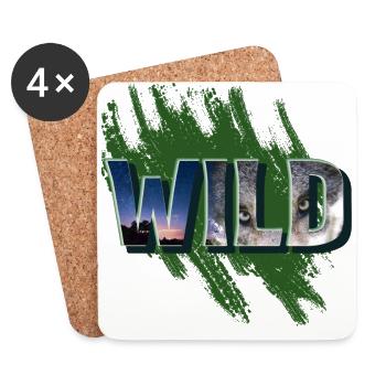 Coole Wildinschrift mit einem Wolf - Untersetzer (4er-Set) - Weiß - Vorne