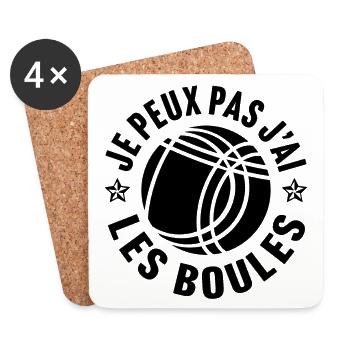 Je peux pas j'ai les boules humour de pétanque - Dessous de verre (lot de 4) - blanc - Devant