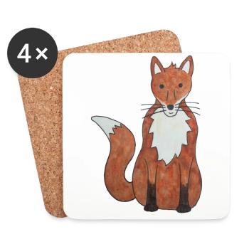 cute fox - Coasters (set of 4) - white - Front