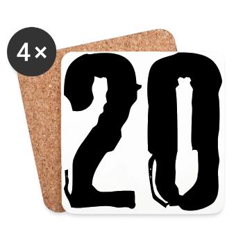 20 Zahl Trikot - Untersetzer (4er-Set) - Weiß - Vorne