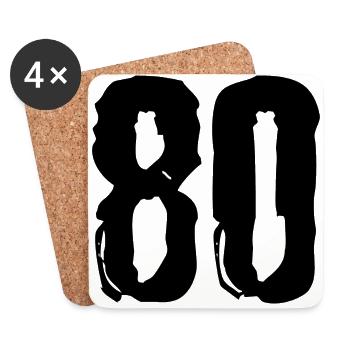 80 Zahl Trikot - Untersetzer (4er-Set) - Weiß - Vorne