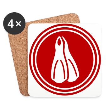 Diving Fins Diver silhouette - Coasters (set of 4) - white - Front