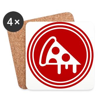 Silhouette de l’icône de la pizza - Dessous de verre (lot de 4) - blanc - Devant
