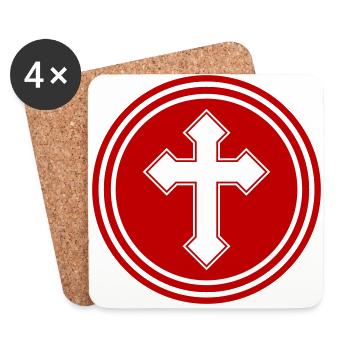 Cross symbol icon - Coasters (set of 4) - white - Front