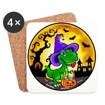 T-Rex Halloween - Dinosaurier Halloween - Untersetzer (4er-Set) - Weiß - Vorne