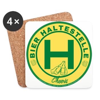 Bierhaltestelle - Untersetzer (4er-Set) - Weiß - Vorne