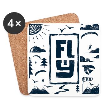 FLY Outdoor Adventure Parapente Vintage - Dessous de verre (lot de 4) - blanc - Devant