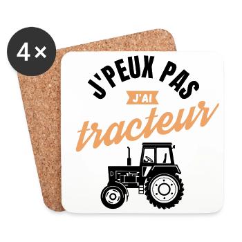 J'Peux Pas J'Ai Tracteur - Dessous de verre (lot de 4) - blanc - Devant