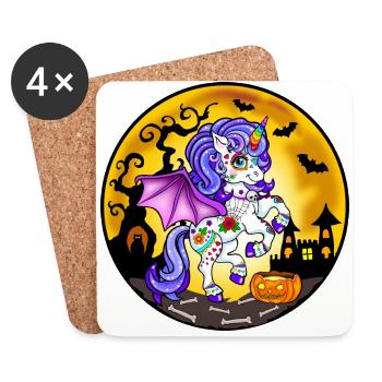 Einhorn Halloween 2022 - Untersetzer (4er-Set) - Weiß - Vorne
