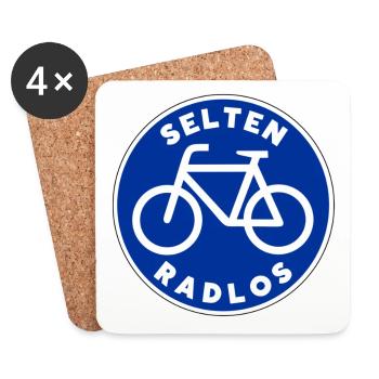 Selten RADLOS Schild Funny Fahrrad Design - Untersetzer (4er-Set) - Weiß - Vorne