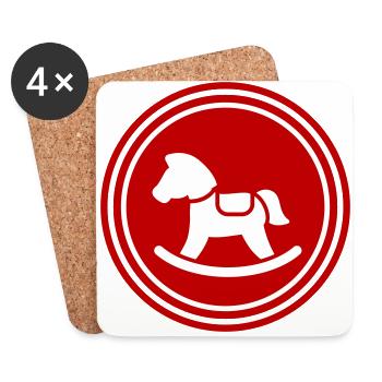 Symbole de l’icône du cheval à bascule - Dessous de verre (lot de 4) - blanc - Devant