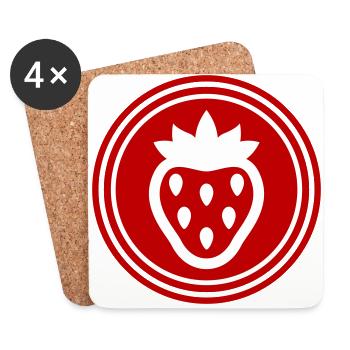Icône de fraise Icône - Dessous de verre (lot de 4) - blanc - Devant