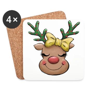 Weihnachten Père Noël Joyeux Noël - Dessous de verre (lot de 4) - blanc - Devant