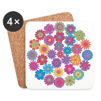 Blumenkreis - Untersetzer (4er-Set) - Weiß - Vorne