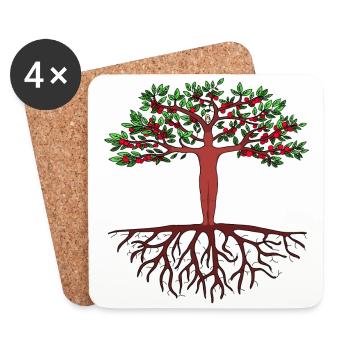 Homme-Arbre - Dessous de verre (lot de 4) - blanc - Devant