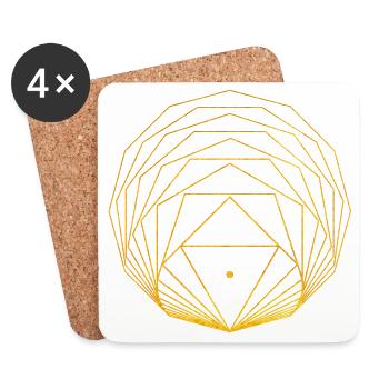 Polygones réagulaires Géométrie sacrée Or - Dessous de verre (lot de 4) - blanc - Devant