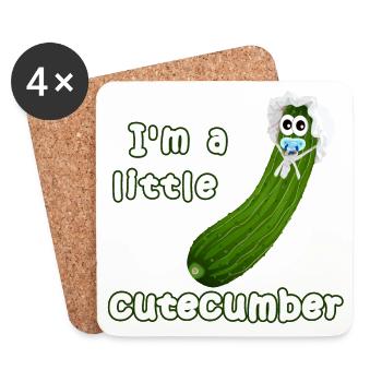 Little Cutecumber - Sweet and lovely baby cucumber - Coasters (set of 4) - white - Front