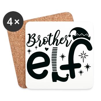 Brother Elf Bruder Elfe X-Mas Christmas Junge - Untersetzer (4er-Set) - Weiß - Vorne