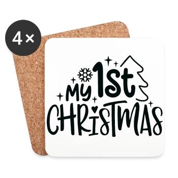 My first Christmas erstes Weihnachten baby XMas - Untersetzer (4er-Set) - Weiß - Vorne