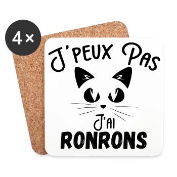 j peux pas j ai ronrons - Dessous de verre (lot de 4) - blanc - Devant