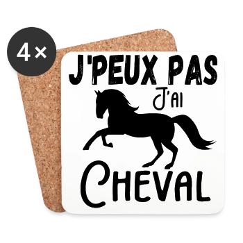 j'peux pas j'ai cheval - Dessous de verre (lot de 4) - blanc - Devant