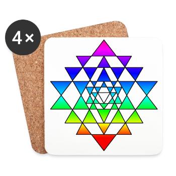 Arc-en-ciel Sri Yantra - Dessous de verre (lot de 4) - blanc - Devant