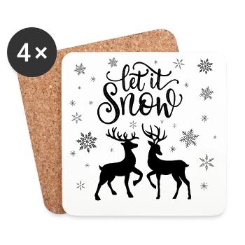 Laissez neiger avec les cerfs et les chevreuils - Dessous de verre (lot de 4) - blanc - Devant