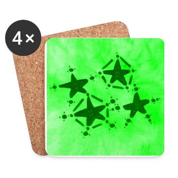 4 STERNE LÄCHELN GRÜN - Untersetzer (4er-Set) - Weiß - Vorne