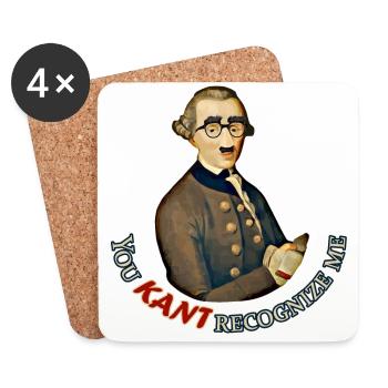 Lustiger Philosoph: Kann Immanuel Kant nicht erkennen - Untersetzer (4er-Set) - Weiß - Vorne