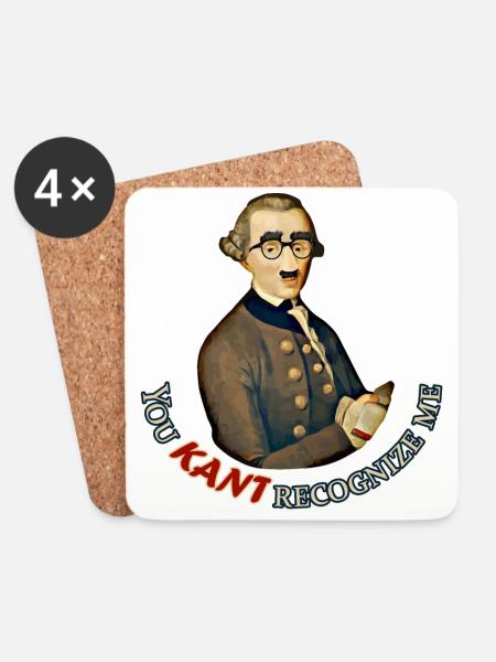 Lustiger Philosoph: Kann Immanuel Kant nicht erkennen - Untersetzer (4er-Set) - Weiß