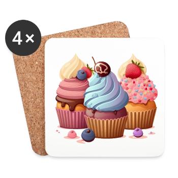 Cupcakes2 - Dessous de verre (lot de 4) - blanc - Devant