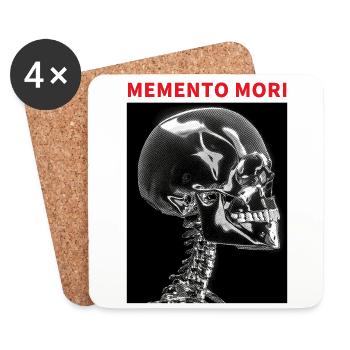 Crâne Memento Mori Noir - Dessous de verre (lot de 4) - blanc - Devant