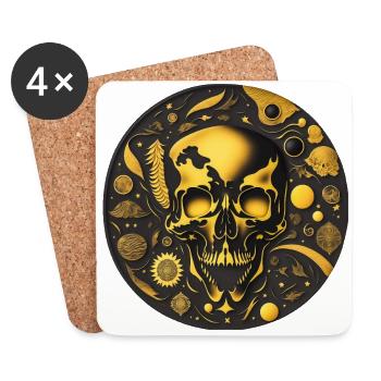 Skull Art Round - Coasters (set of 4) - white - Front