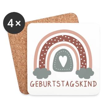 Geburtstagskind Regenbogen mit Herz | Boho Style - Untersetzer (4er-Set) - Weiß - Vorne