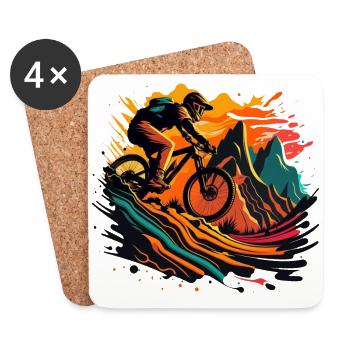 Mountainbiking. - Untersetzer (4er-Set) - Weiß - Vorne