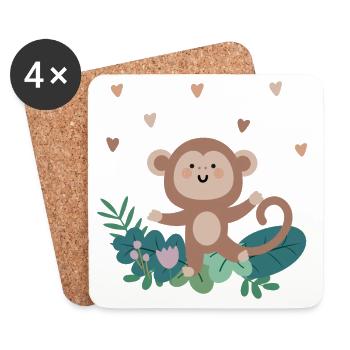 Dancing monkey in the jungle | Boho Safari Tour - Coasters (set of 4) - white - Front